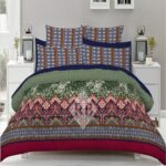 Green Red Check Printed Bed Sheet With 2 Pillow Covers