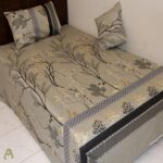 Grey Printed Bed Sheet With 2 Pillow Covers