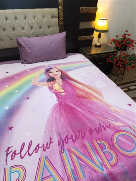 Barbie Rainbow Character Kids Bed Sheet