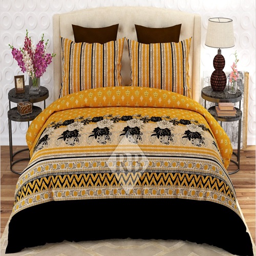 Mastar Black Printed Bed Sheet With 2 Pillow Covers
