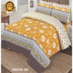 Mastard Cream Printed Bed Sheet With 2 Pillow Covers