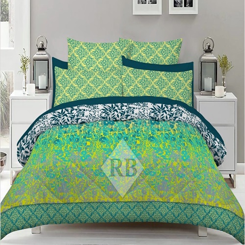 Pareet Green Printed Bed Sheet With 2 Pillow Covers