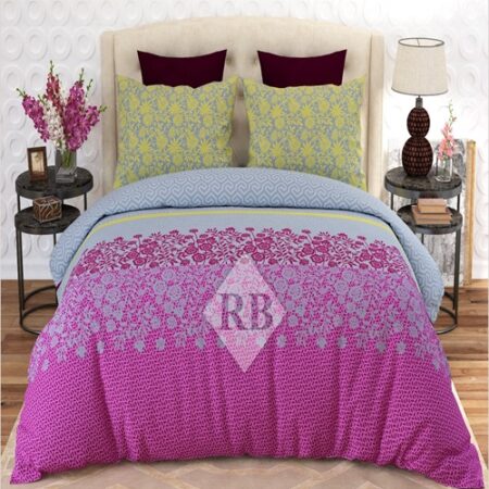 Pink Printed Bed Sheet With 2 Pillow Covers