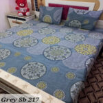 Round Shave Yellow Printed Sheet With 2 Pillow Covers – 3 PCS