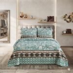 Sea Green Printed Bed Sheet With 2 Pillow Covers
