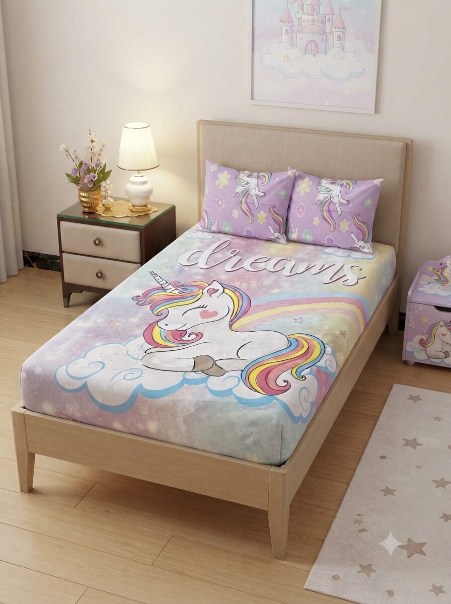 Unicorn Character Kids Bed Sheet Unicorn Character Kids Bed Sheet