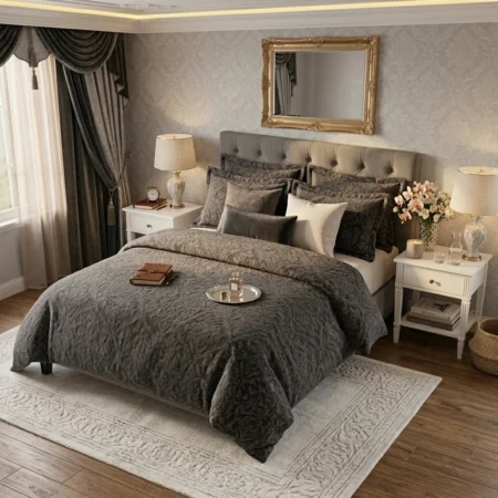 Urban Charcoal Velvet Texture Bedding
