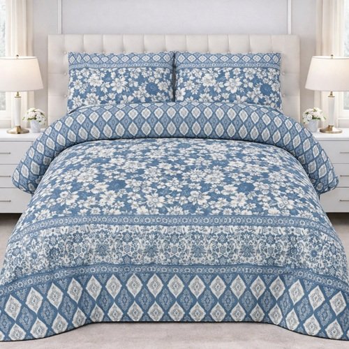 Cream Colours Printed Bed Sheet With 2 Pillow Covers Cream Colours Printed Bed Sheet With 2 Pillow Covers