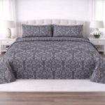Light Grey Colours Printed Bed Sheet With 2 Pillow Covers
