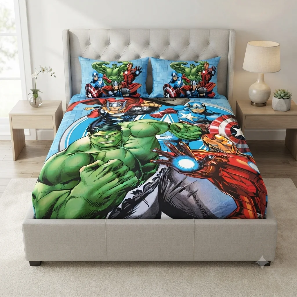Ultimate Kids Superhero Print Bed Set Ultimate Kids Superhero Print Bed Set