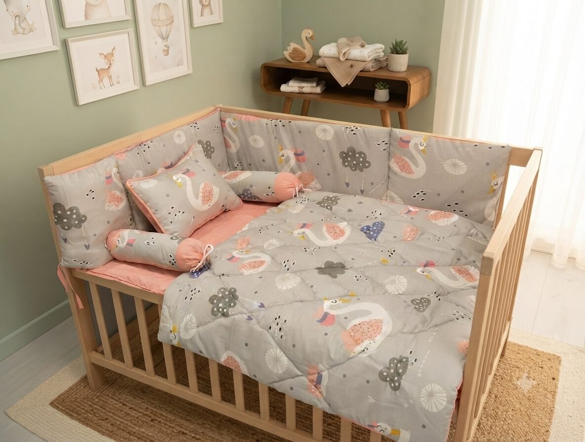 Elegant Swan Baby Cot Bedding Set Elegant Swan Baby Cot Bedding Set