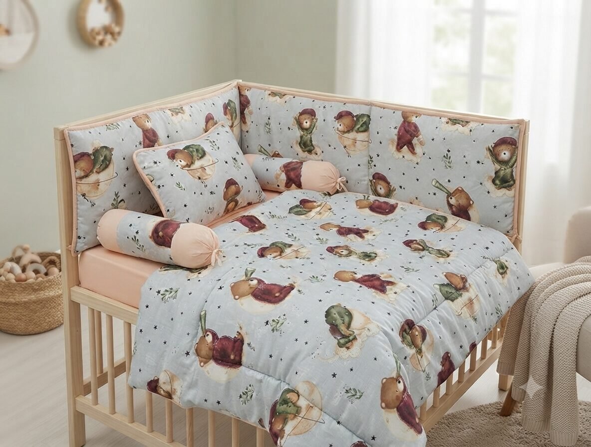 Little Forest Bear Baby Cot Bedding Set Little Forest Bear Baby Cot Bedding Set