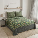 Green Printed Bed Sheet With 2 Pillow Covers