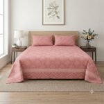 Tea Pink Printed Bed Sheet With 2 Pillow Covers