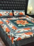 Printed Patchwork Embroidered Bed Sheet GN Design (84)