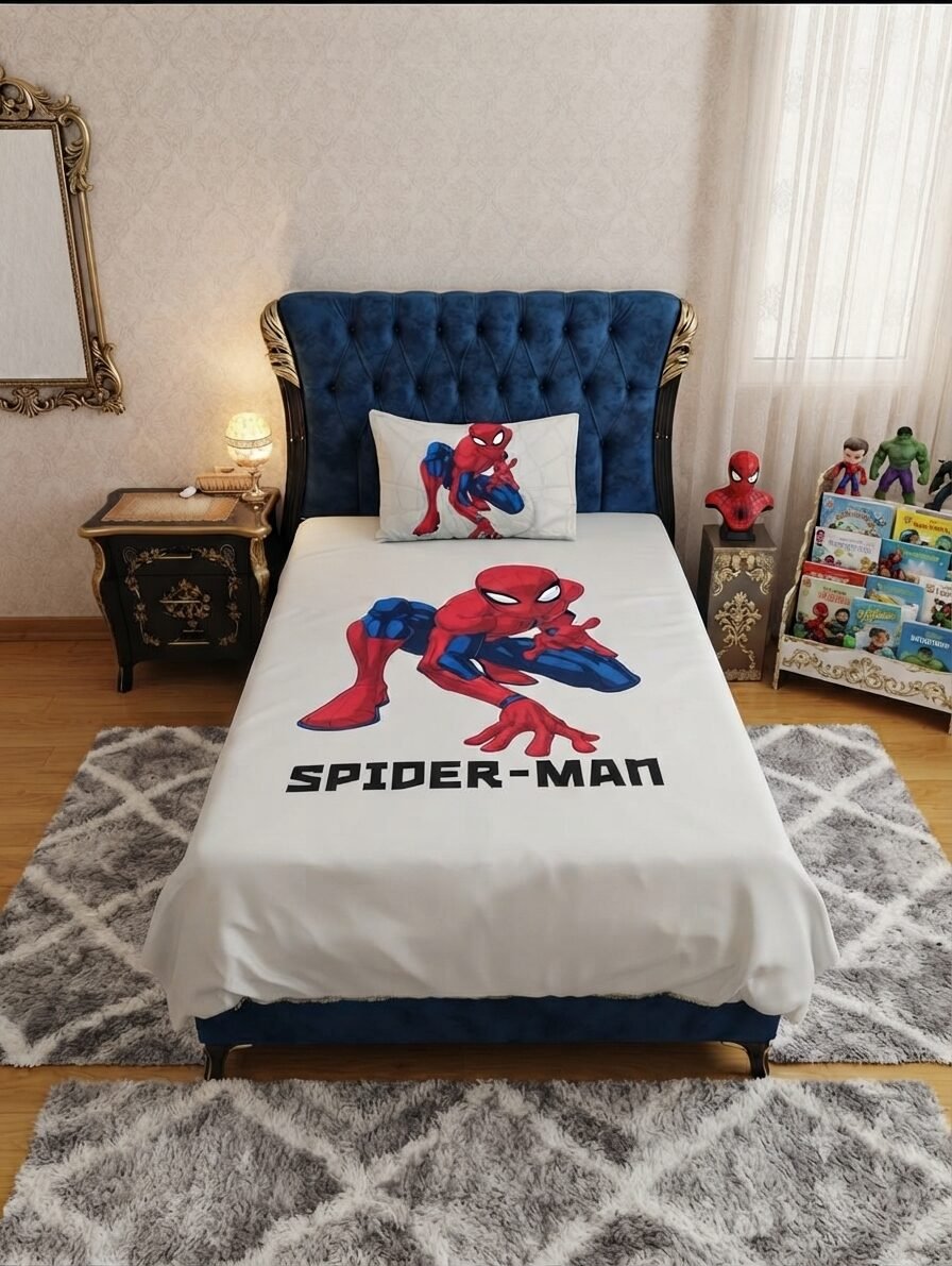 Boys' Favorite Spider-Man Printed Bed Sheet Boys' Favorite Spider-Man Printed Bed Sheet
