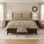 Brown Printed Bed Sheet With 2 Pillow Covers