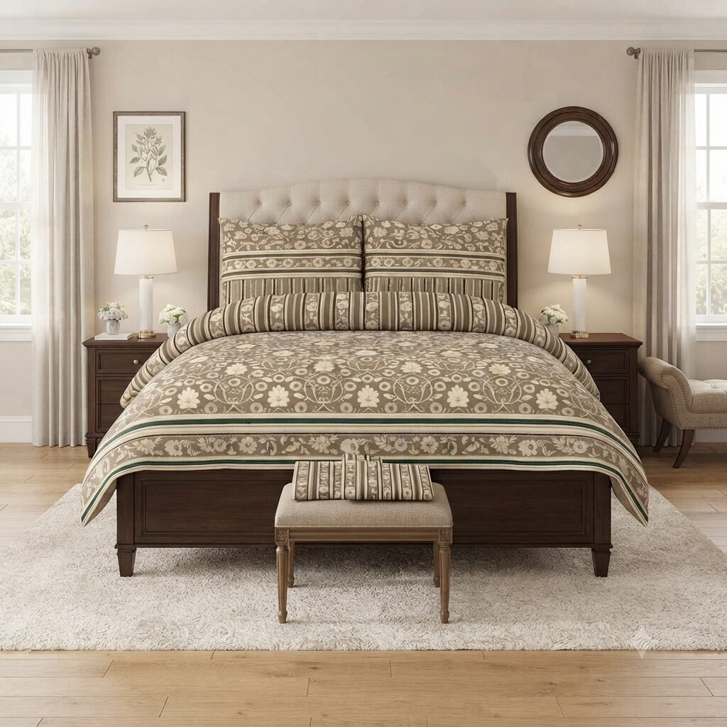 Brown Printed Bed Sheet With 2 Pillow Covers Brown Printed Bed Sheet With 2 Pillow Covers