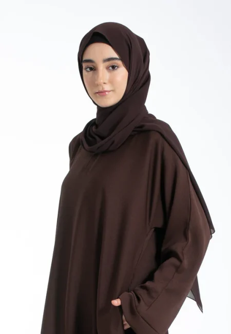 BrownTexturedAbayaWithZipPockets-1