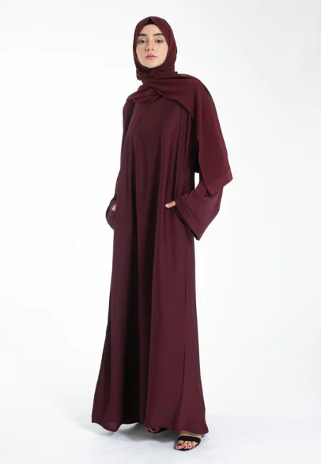 BurgundyTexturedAbayawithZipPockets-2