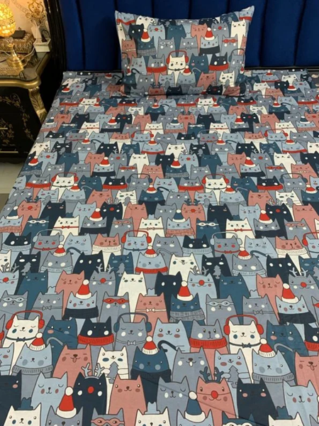 Festive Cats kids Bed Sheet