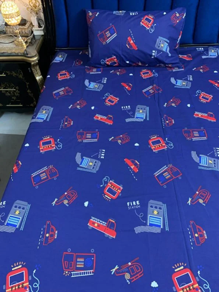 Fire Trucks Character Kids Bed Sheet
