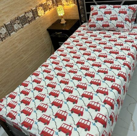 Fire Trucks Character Kids Bed Sheet
