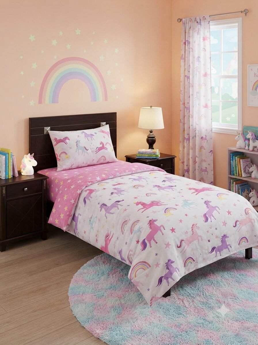 Magical Unicorn & Rainbow Kids Bed Sheet Magical Unicorn & Rainbow Kids Bed Sheet