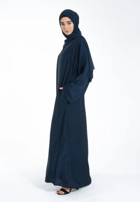 NavyTexturedAbayawithZipPockets-2