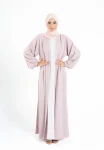 PlainBabyPinkOpenAbayawithCuffSleeves-6