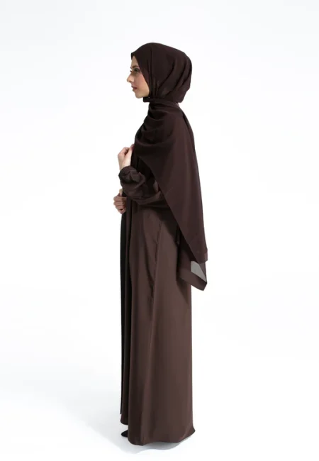 PlainBrownOpenAbayawithCuffSleeves-3