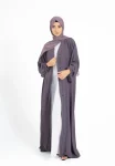 PlainDeepLilacOpenAbayawithCuffSleeves-2
