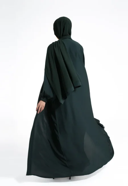 PlainForestGreenOpenAbayawithCuffSleeves-4