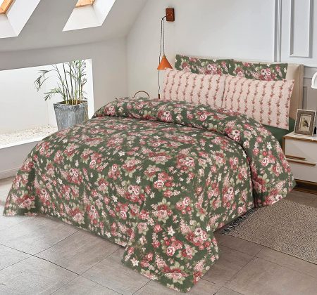 Pink Printed Bed Sheet With 2 Pillow Covers
