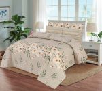 Peach Printed Bed Sheet With 2 Pillow Covers