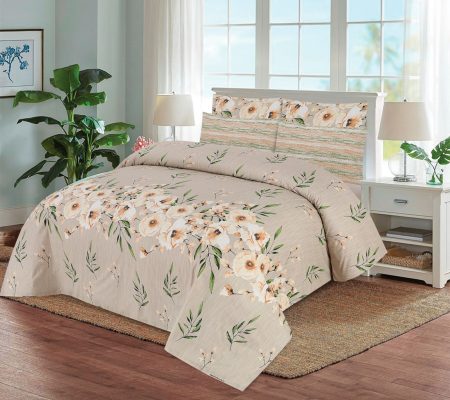 Peach Printed Bed Sheet With 2 Pillow Covers