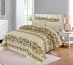 Cream Printed Bed Sheet With 2 Pillow Covers