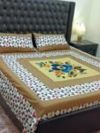 Printed Patchwork Embroidered Bed Sheet GN Design (82)