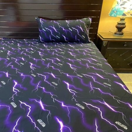 Purple Lightning Kids Bed Sheet