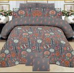 Gray Printed Bed Sheet With 2 Pillow Covers