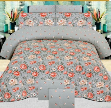 Floral Design Printed Bed Sheet With 2 Pillow Covers