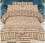 Brown Printed Bed Sheet With 2 Pillow Covers