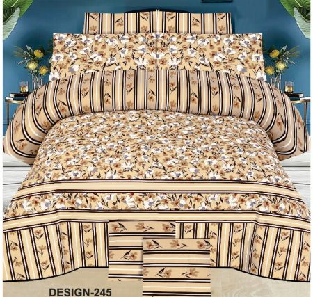 Brown Printed Bed Sheet With 2 Pillow Covers