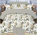 White Printed Bed Sheet With 2 Pillow Covers