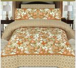 Orange Printed Bed Sheet With 2 Pillow Covers