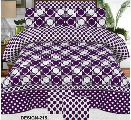 Purple Printed Bed Sheet With 2 Pillow Covers