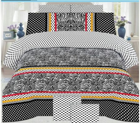 Black Printed Bed Sheet With 2 Pillow Covers