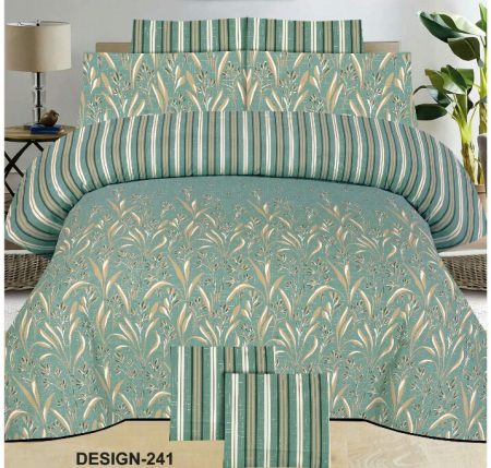 Cream Colour Printed Bed Sheet With 2 Pillow Covers
