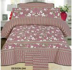Rose-Colored Printed Bed Sheet With 2 Pillow Covers