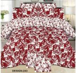 Red Printed Bed Sheet With 2 Pillow Covers